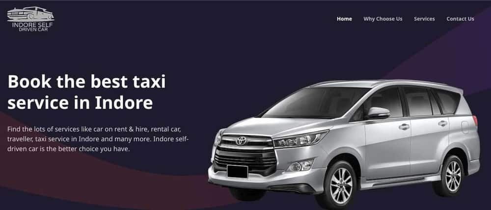 Google search results showing Indore Self Driven Car local ranking